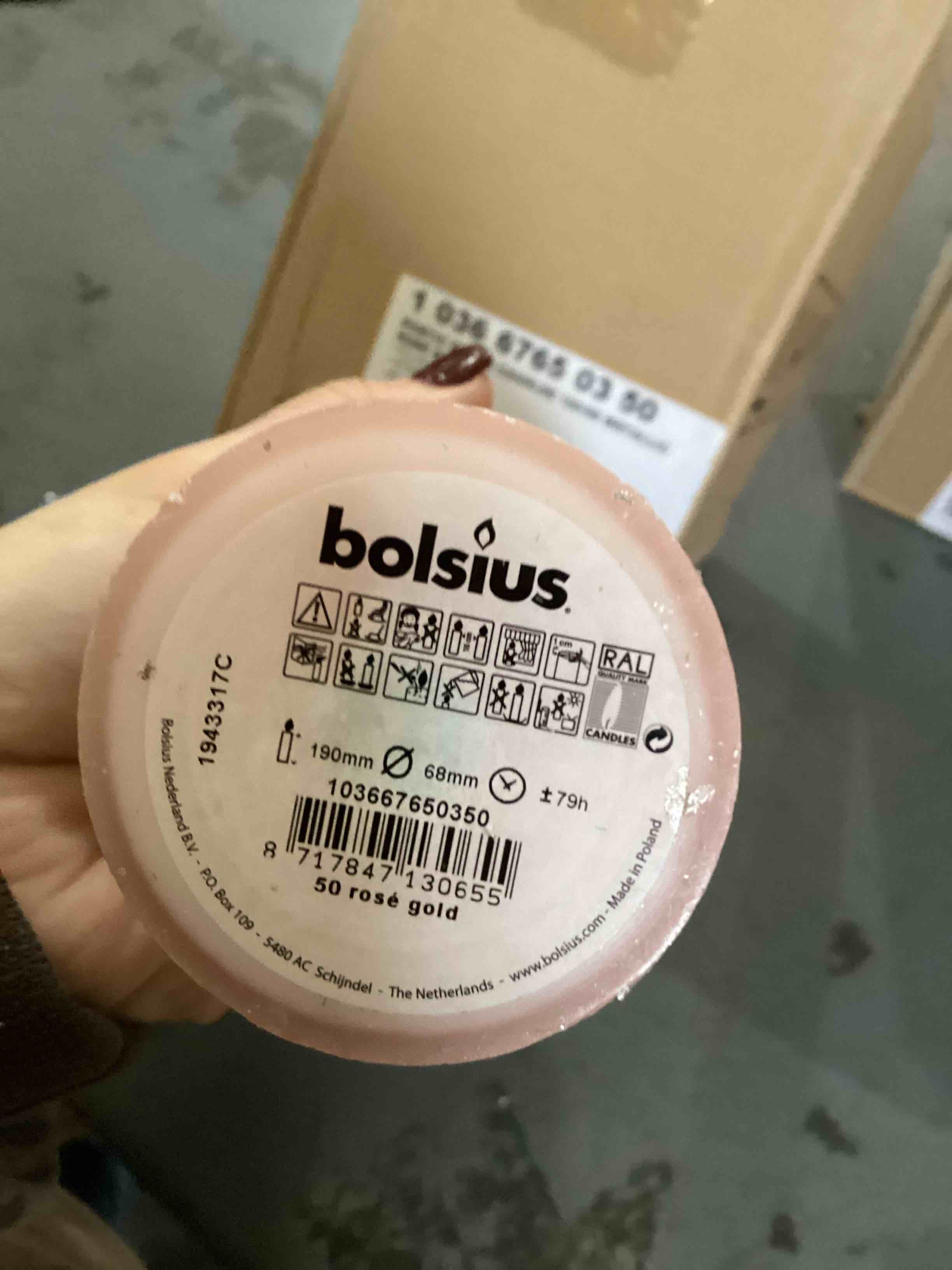 BOLSIUS Rustic Full Metallic rose gold Candles - Set of 6 Unscented Pillar Candles - rose gold  Candles with a Full Metallic Coat - Slow Burning - Perfect Décor Candle - 190/ 68m 7.5X 2.75 Inches