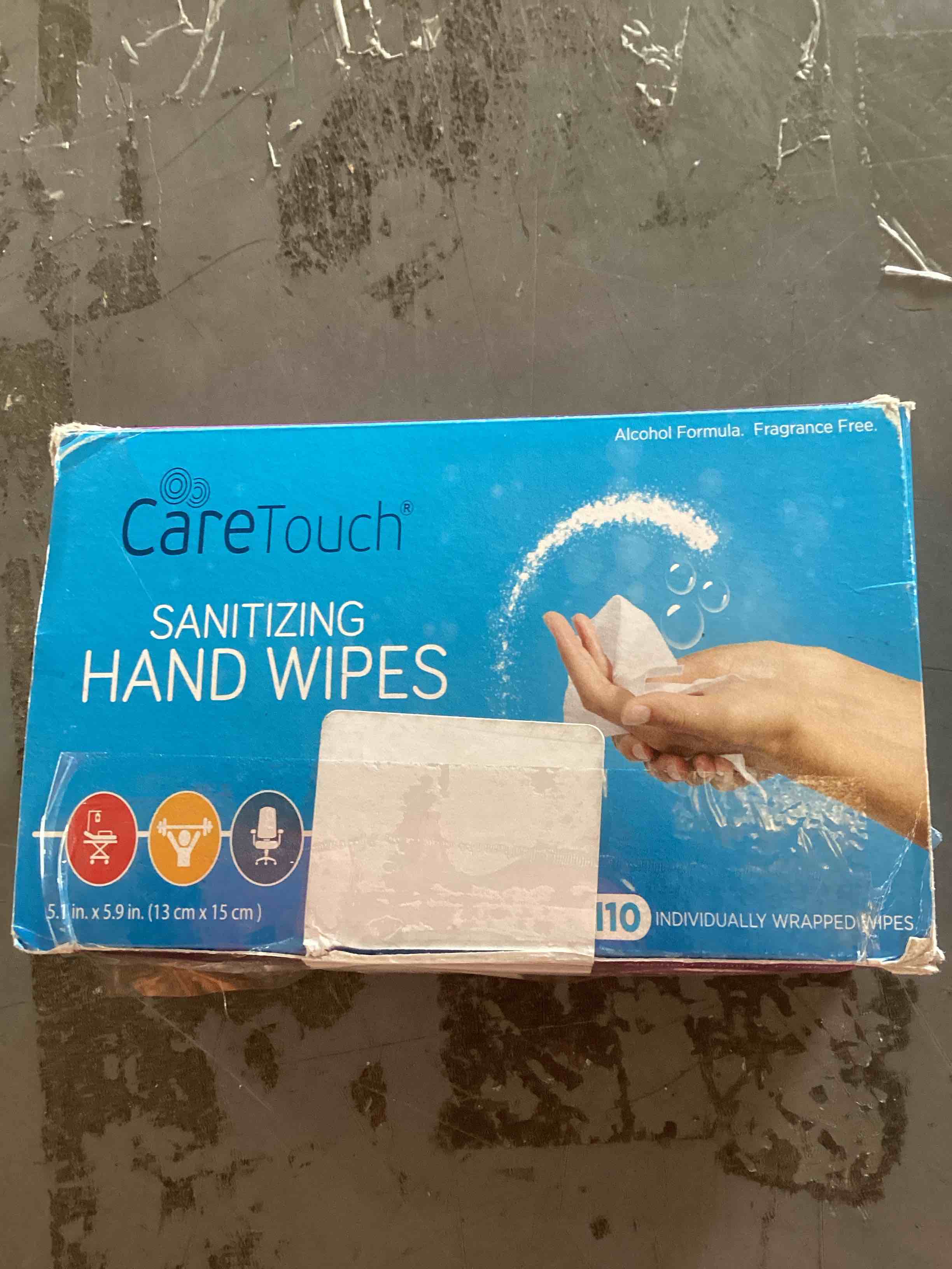Care Touch sanitizing hand Wipes 110 Count Individually Wrapped Pre-Moistened Wipes