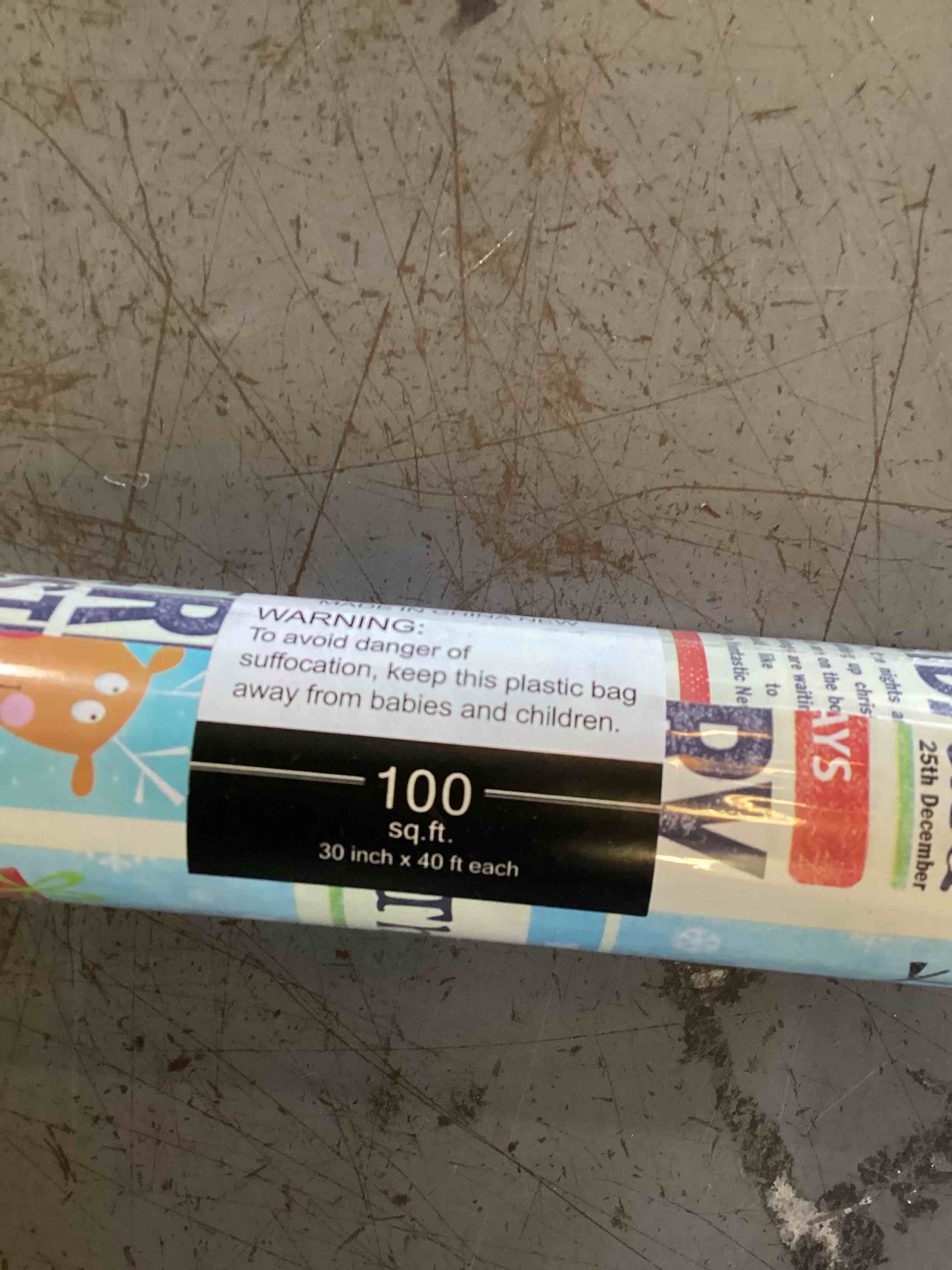 Condition photo showing As Is for christmas wrapping paper