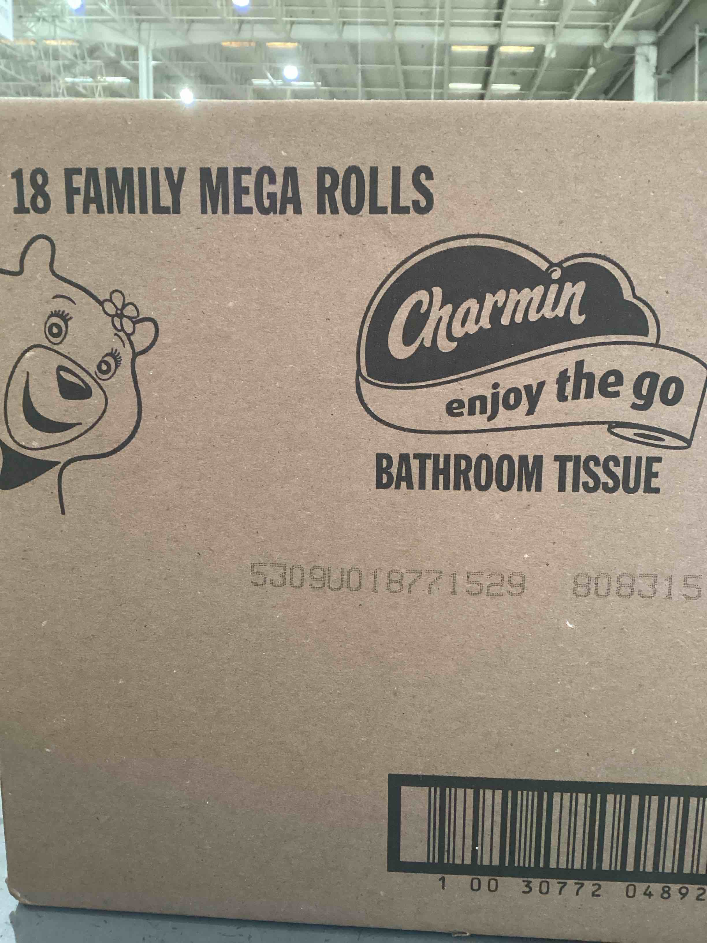 Condition photo showing New/Like New for Charmin, 18 Family Mega Rolls