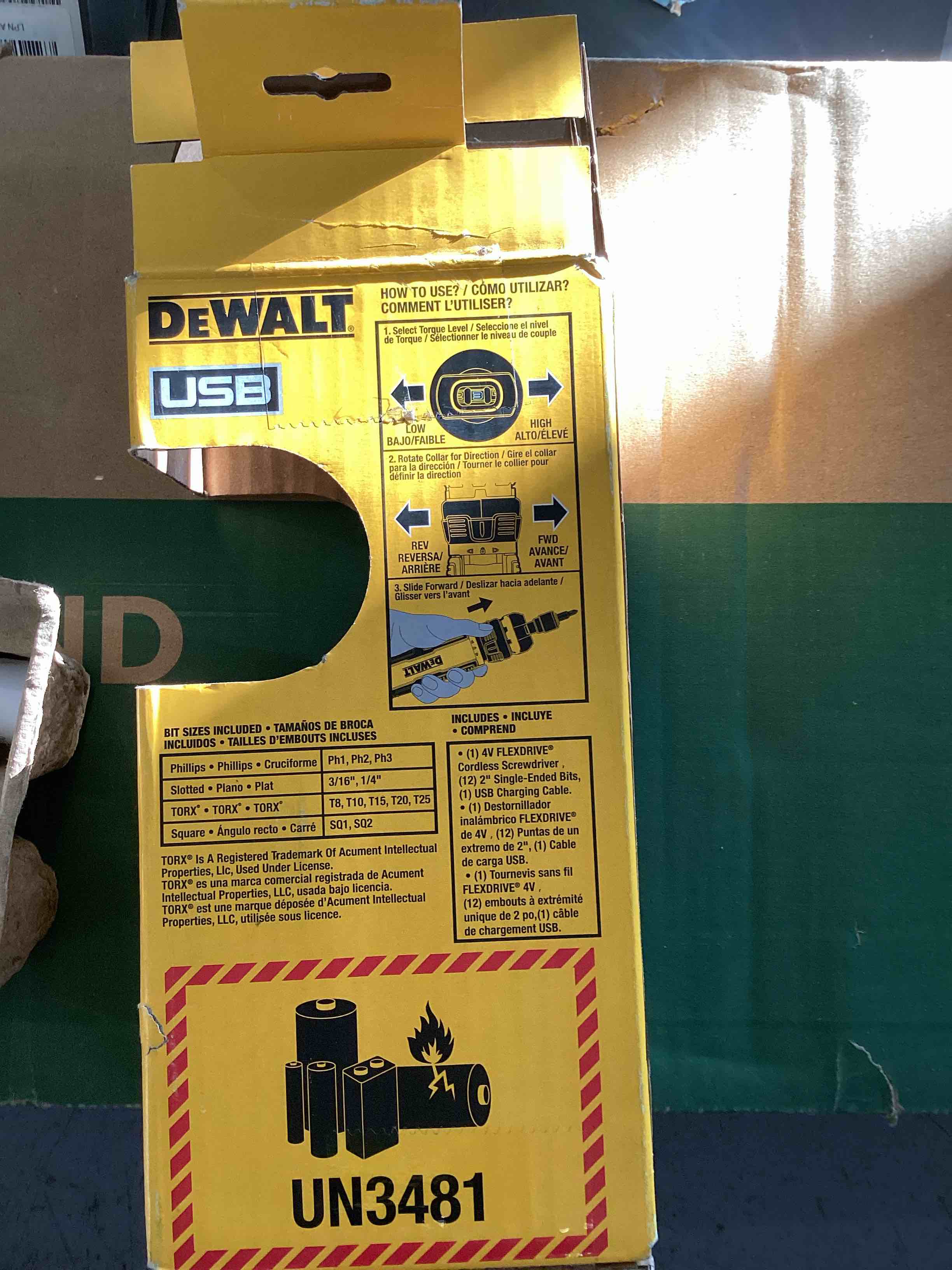 Condition photo showing As Is for DEWALT 8V MAX Cordless Screwdriver Kit, Gyroscopic, 2 Batteries and Charger Included (DCF680N2)