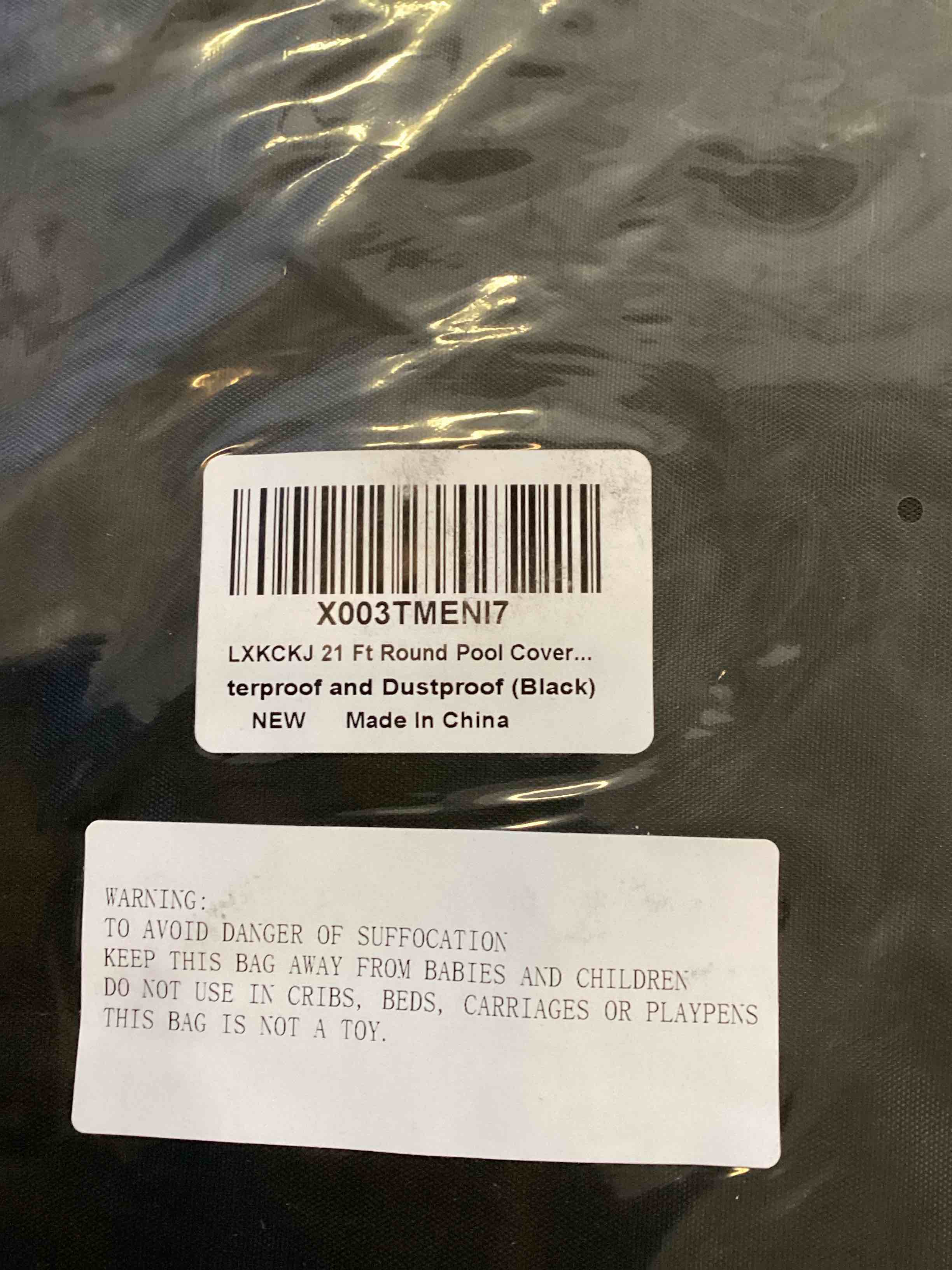 Condition photo showing As Is for LXKCKJ 21 Ft Round Pool Cover, Winter Covers for Above Ground Pool, Winter Pool Cover Protector with Drawstring Design Increase Stability, PE Tarp Ideal for Waterproof and Dustproof (Black) Black 21' (Round)