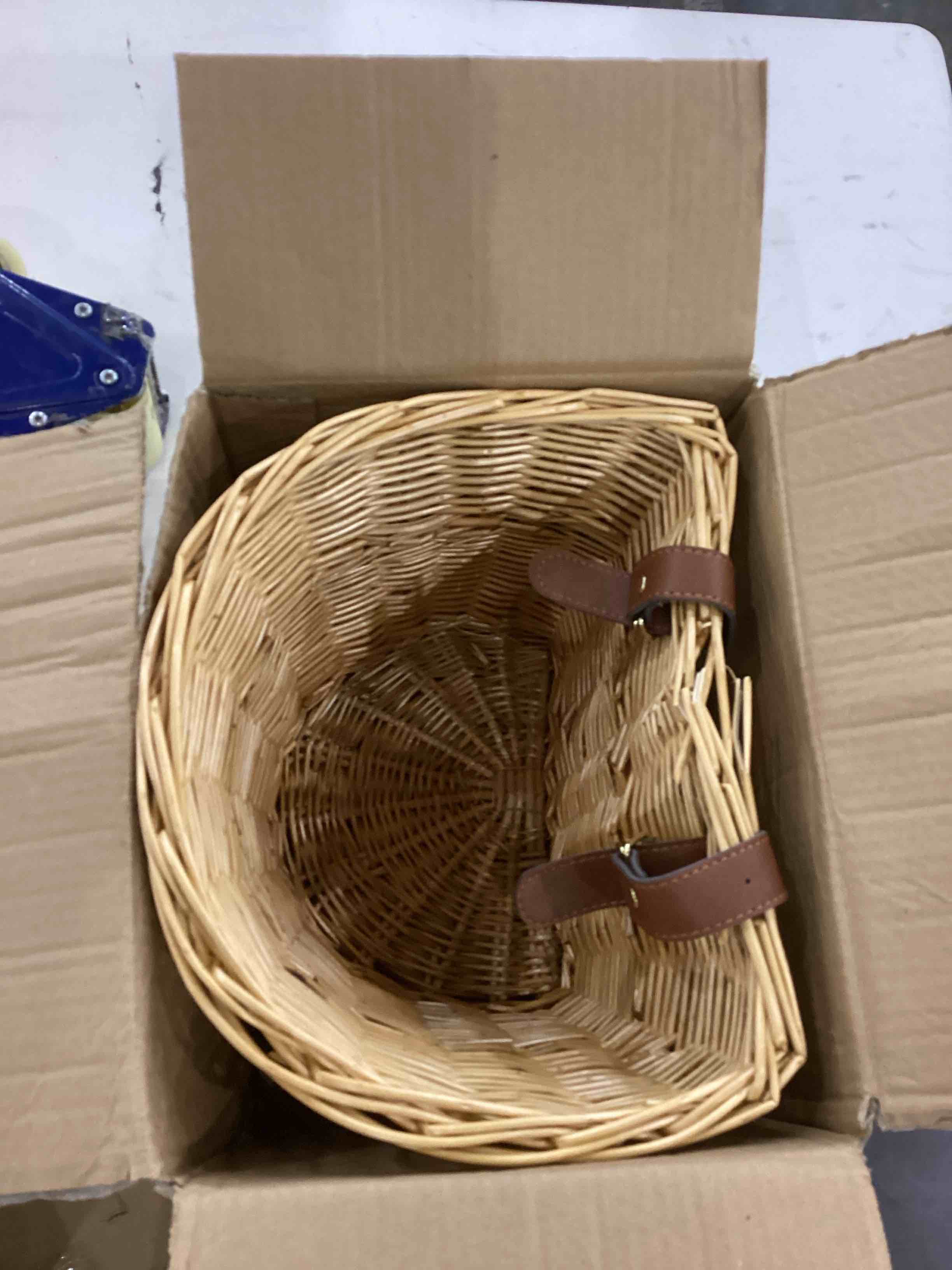 ProSource Wicker Bike Basket Front Cargo for Women and Men, Fits Most Bikes, Beach Cruiser, Stationary Bike, Ebike, Road Bike, Light Brown