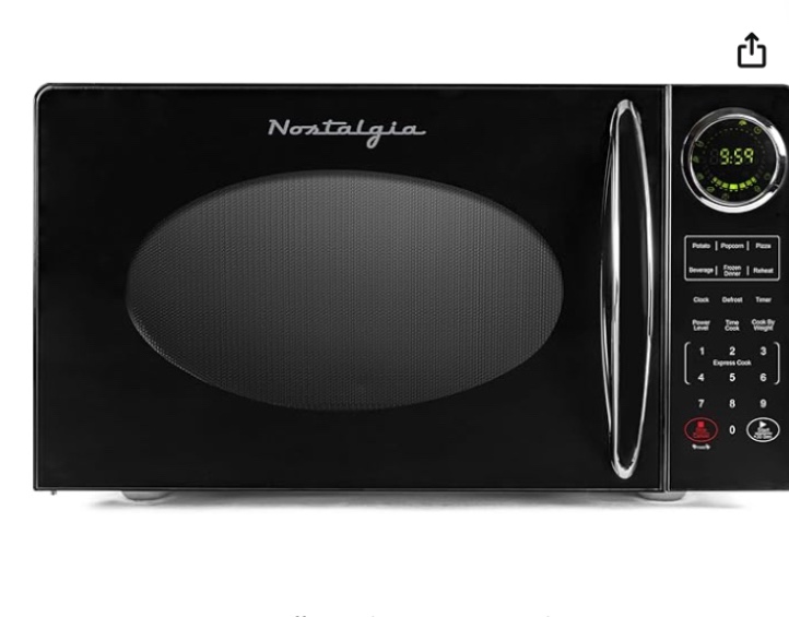 Nostalgia Modern Retro Countertop Microwave Oven - 900-Watt - 0.9 cu ft - 12 Pre-Programmed Cooking Settings - Digital Clock - Kitchen Appliances - Black
