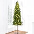 6 Ft Prelit Alpine Artificial Christmas Tree Snowy Pencil Tree with 200 Warm White Light 518 Thick PVC Branch Tips Metal Stand UL Plug Fire-Resistant Slim Xmas Tree for Home Indoor Fireplace Decor