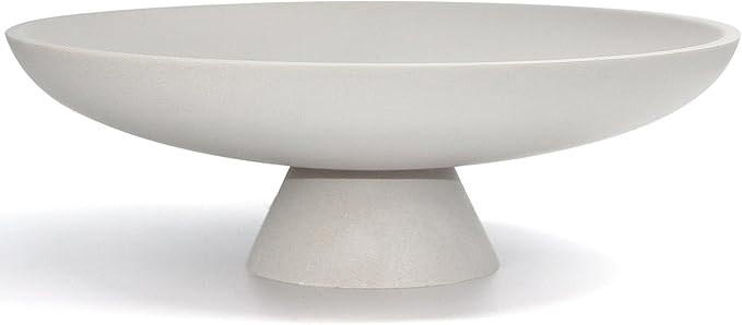 Large Decorative Bowl, Modern Resin Pedestal Bowl for Home Decor, Stylish Fruit Bowl for Kitchen Counter, Chic Key Holder for Entry Table, Matte Black