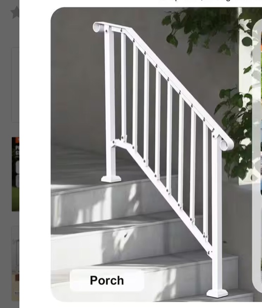 VEVOR Handrails for Outdoor Steps, 3-4 Step Stair Hand Rail Kit, Transitional Carbon Steel Railings with Installation Kit, Stair Rails for Seniors, Concrete Steps & Porch & Deck, Black Retro Arch white 