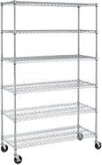 6000 LBS Chrome 6 Tier Wire Shelving Unit Rack - 18"x48"x76", NSF Metal Heavy Duty Height Adjustable Storage Shelf with Wheels/Feet Levelers for Garage Rack Kitchen Rack Office Rack Commercial Rack