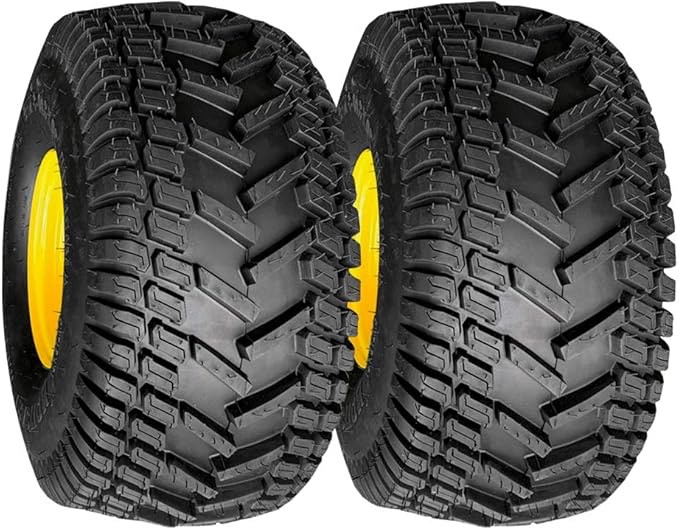 Marastar 20808-PK Tubeless Pneumatic 20x8.00-8 Tire and Wheel Assembly, Replacement Rear Tire for John Deere Riding Mowers, Turf Traction Tread,( pack 2)
