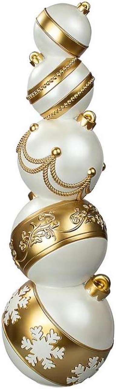 Holiday Living 2.5-ft Gold & White Stacked Ornaments Decoration Item #5968088 |Model #88D0010A