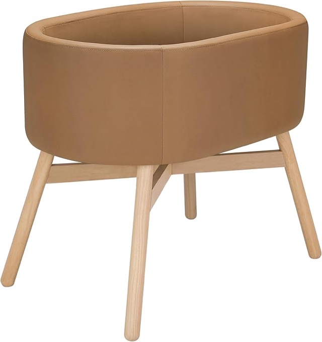 babyletto x GATHRE Capsule Bassinet in Vegan Millet Leather, Wipeable & Water Resistant