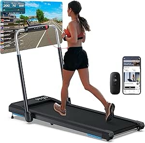 WELLFIT Walking Pad, Under Desk Treadmill with Incline, Portable Walking Pad Treadmill for Home and Office with APP & Remote Control and Smart Voice Control, 340+ lbs Capacity
