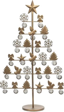 Red Co. 27.5" Tall Decorative Christmas Tree Card & Photo Holder Tabletop Display Rack Ornament in Gold Finish