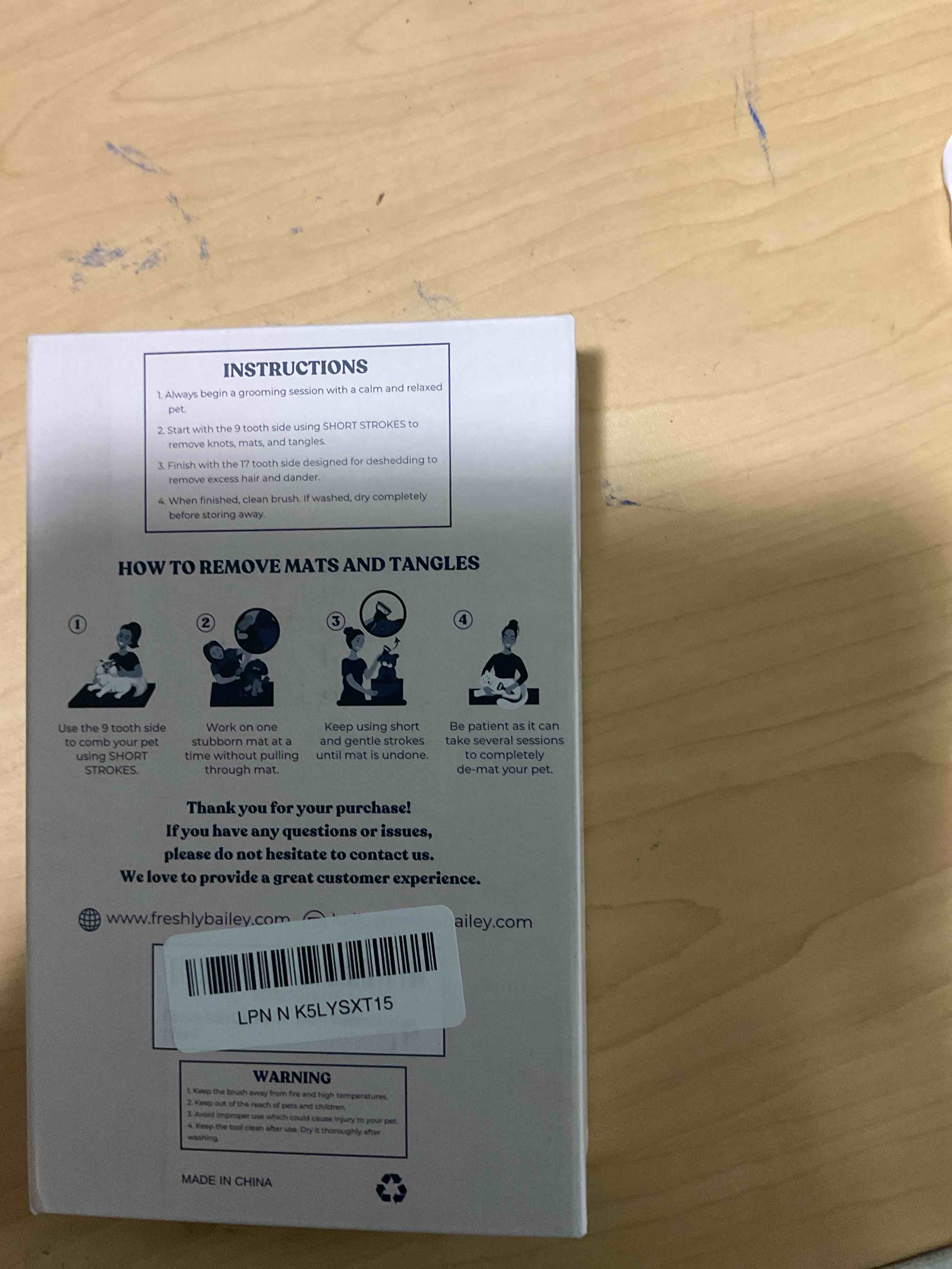 Condition photo showing New/Like New for Freshly Bailey Dematting Comb for Cats and Dogs, Mat Remover and Deshedding Grooming Tool, Safe Detangler for Matted Fur, Double Sided Undercoat Rake