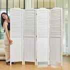 Room Divider with Shelves, 5.75ft Tall Folding Wood Carved Screen with Double Hinges for Home Office Bedroom Hotel Decoration