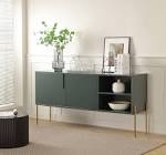 Mid Century Sideboard Buffet Table Or TV Stand With Storage,Office credenza Color: Green