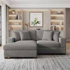 (incomplete only 1 box) Yalisa 83.5" Wide Upholstered Corduroy Sectional Orientation: Left Hand Facing, Fabric: Graviela Light Gray Corduroy