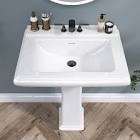 (incomplete) 26.5"Tall White Porcelain Rectangular Pedestal Bathroom Sink with Overflow