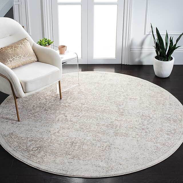 Calidia Oriental Creme/Ivory Area Rug Rug Size: Round 3'