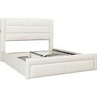 (incomplete) Avelle Vegan Leather Metal Platform Storage Bed with 3 Storage Drawers and Built-In USB Ports