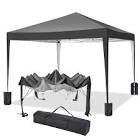 10'x10' Instant Pop-Up Canopy Tent with 4 Sandbags & Carry Bag - Includes 8 Stakes & 4 Ropes for Backyard, Beach, Camping, Parties