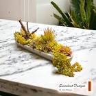 Succulent design on white wood vase | Faux Succulent Floral Arrangement Living Room Décor