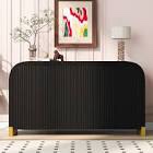 60” Sideboard Curved Cabinet With 4 Doors black 