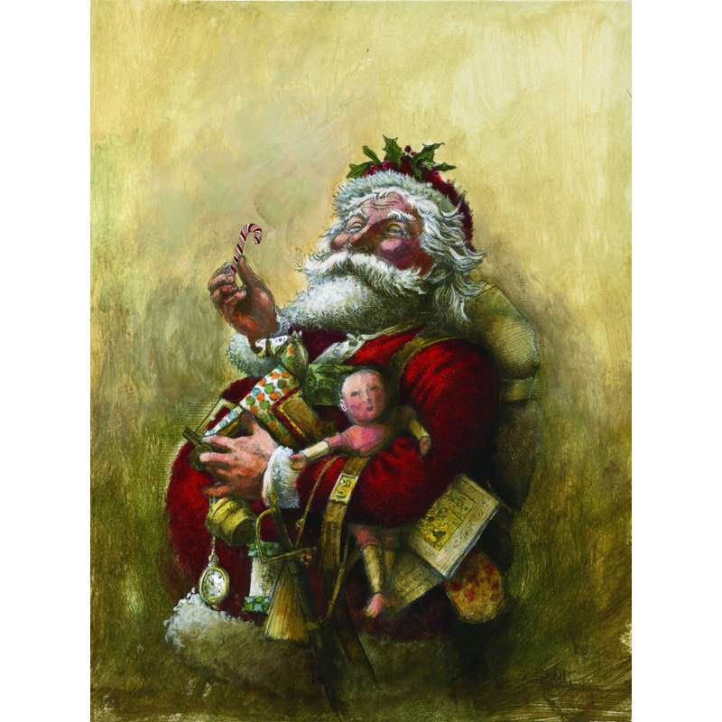 white santa wrapped canvas graphic art 3x3