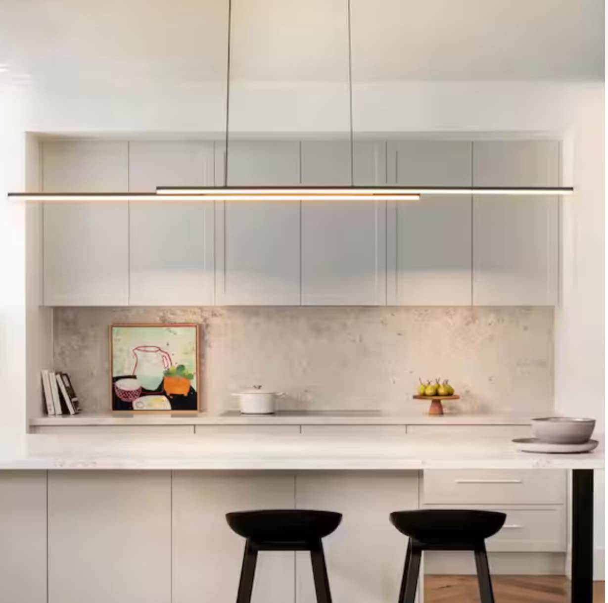 Bruges 31-Watt 2-Light Modern Linear Black Integrated LED 3000K Warm Light Pendant Light