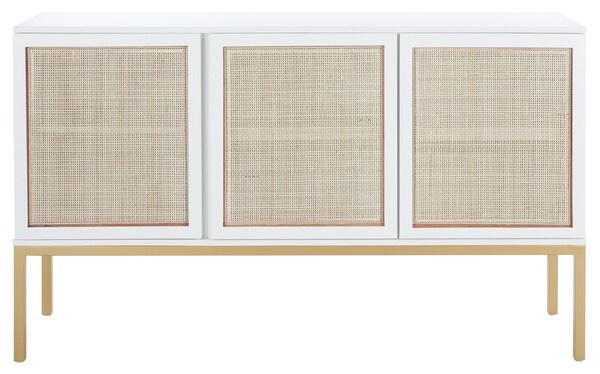 MED5010B Zadie 2 Shelf Rattan Sideboard, White & Natural