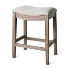 Maven Lane Adrien Backless Saddle Kitchen Stool with Fabric Upholstery