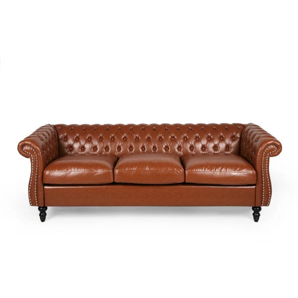 (Incomplete, only 1 box) Chesterfield Tufted Sofa With Scroll Arms