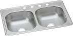 Elkay D233194 Dayton Equal Double Bowl Drop-in Stainless Steel Sink 33 x 19 x 6.5
