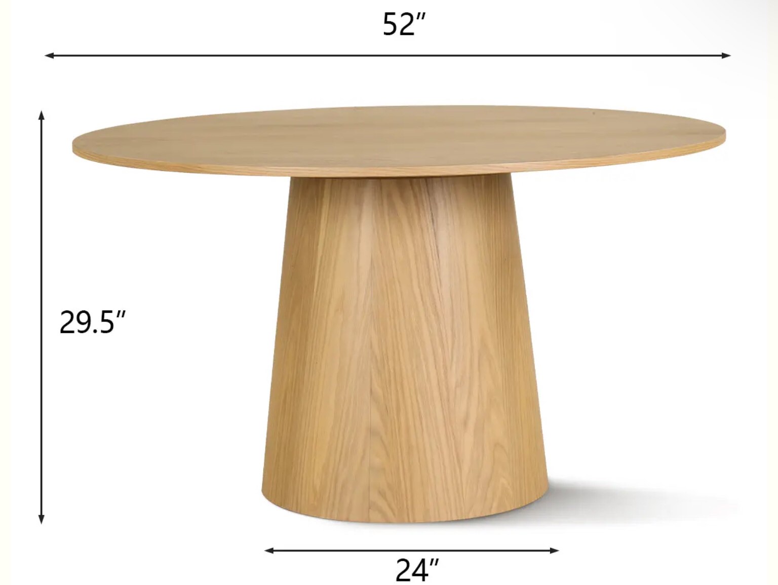 Orchid 52" Solid Oak Wood Round Pedestal Dining Table