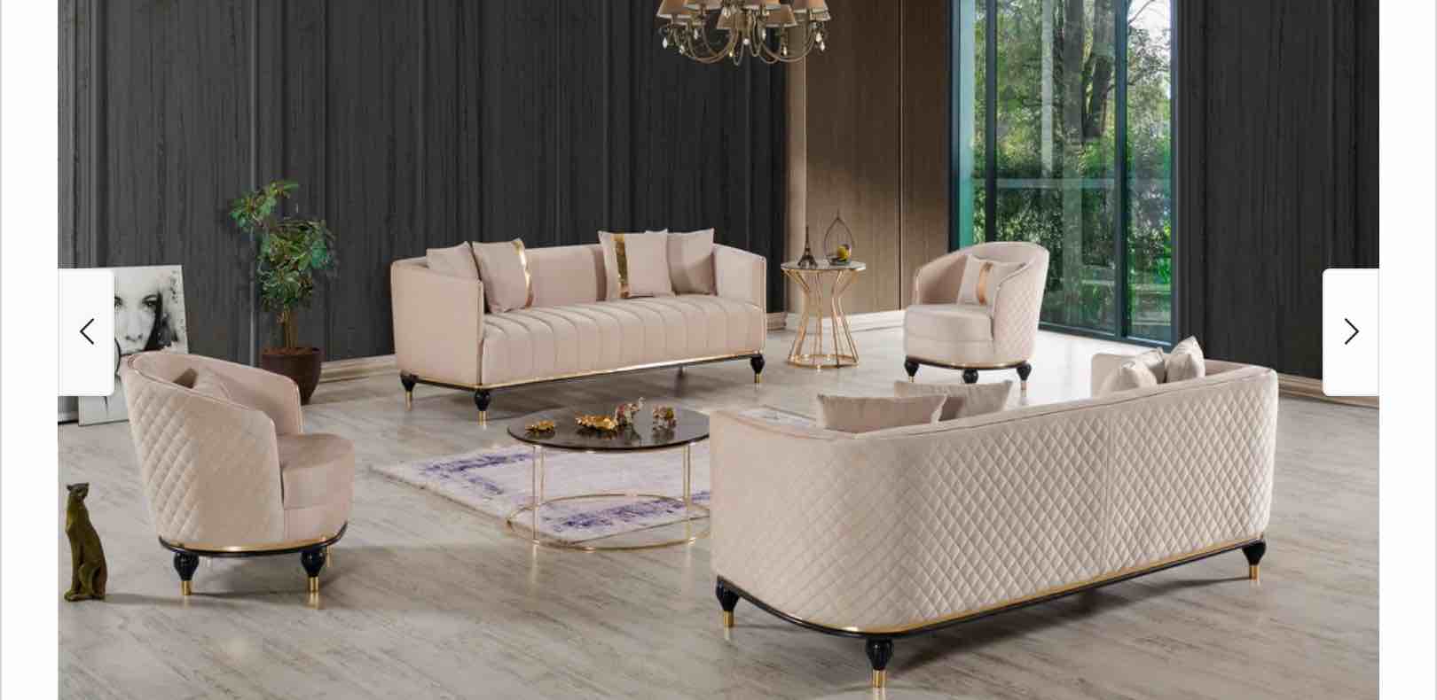 (Incomplete missing 1 sofa) Tamex 4 Pieces Living Room Set 2 Sofa 2 Chair