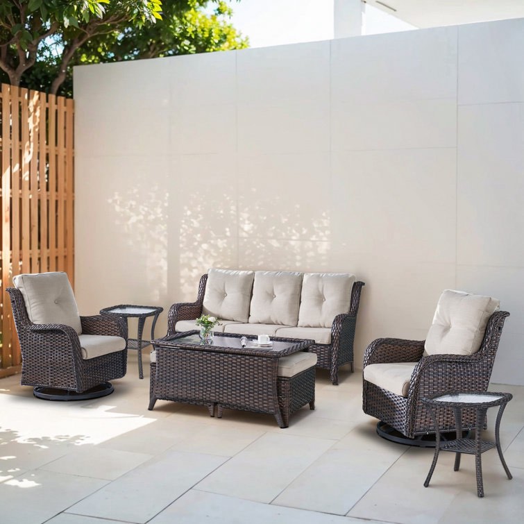 incomplete box1 only ) Bonia 8 Piece Wicker Rattan Sofa Seating Group with Cushions