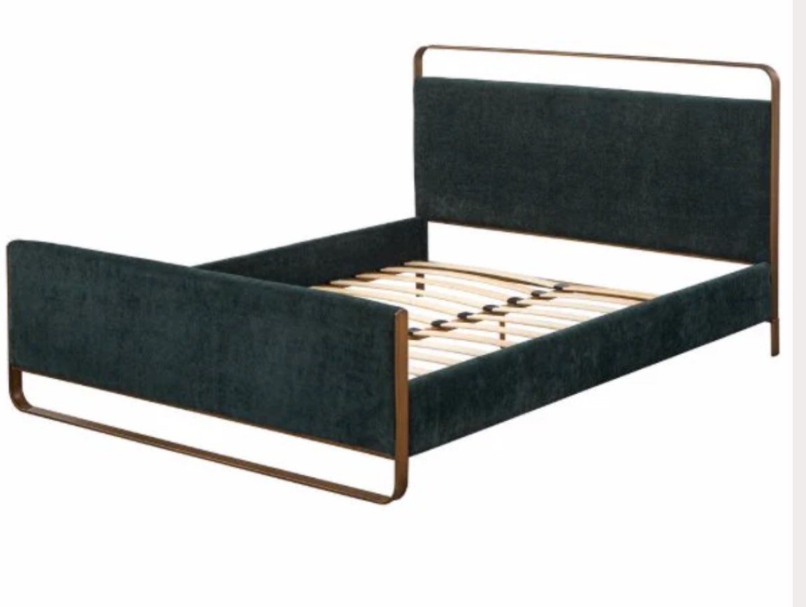 (INCOMPLETE BOX 3) angelo:HOME Upholstered Queen Bed Frame - Doreen - Green