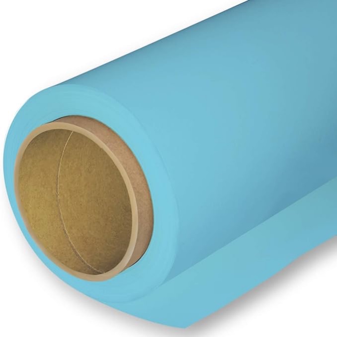 Seamless Photography Background Paper Roll, blue Photo Paper Backdrop for Photography, Video and Streaming (107''x36' Artic blue
