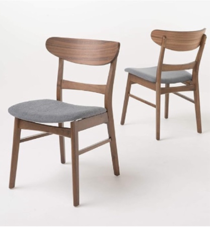 Christopher Knight Home Idalia Dining Chairs, 2-Pcs Set, Dark Grey / Walnut Finish