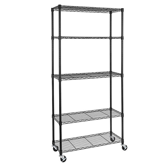 Seville Classics 5-Tier Steel Wire Shelving, 36” W x 14” D x 75.5” H