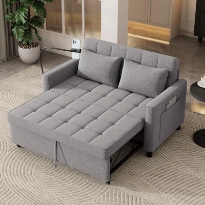 Incomplete ))two seat sofa bed with drop down coffee table 32.87x32.87x14.57 inches grey 