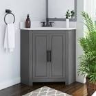 incomplete box 1 only)18'' Modern Small Single Bathroom Vanity With Ceramic Top Base Finish: Gray