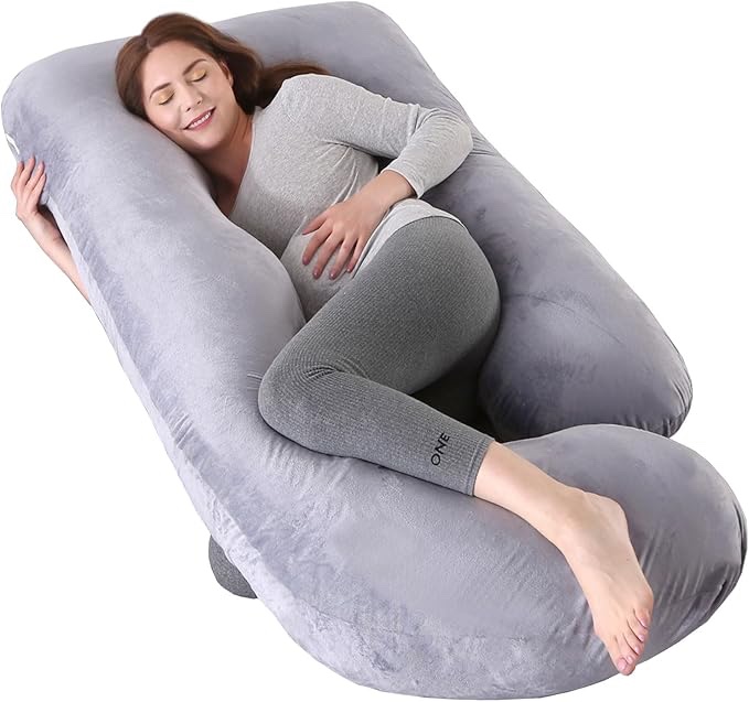 Pregnancy Pillows for Sleeping, U Shaped Full Body Maternity Pillow with Removable Cover - Support for Back, Legs, Belly, HIPS for Pregnant Women, 57 Inch Pregnancy Pillow for Women, Grey