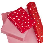 WRAPAHOLIC Reversible Wrapping Paper - 24 inch X 65.6 Red with White hearts 