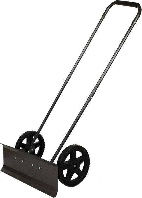 Yard Butler Snow Plow Rolling Push Shovel - Heavy-Duty Snow Shovel with Wheels - Efficient Snow Removal Tool - Ergonomic Design, Powder-Coated Steel for Long-Lasting Performance - 24" Wide Blade
