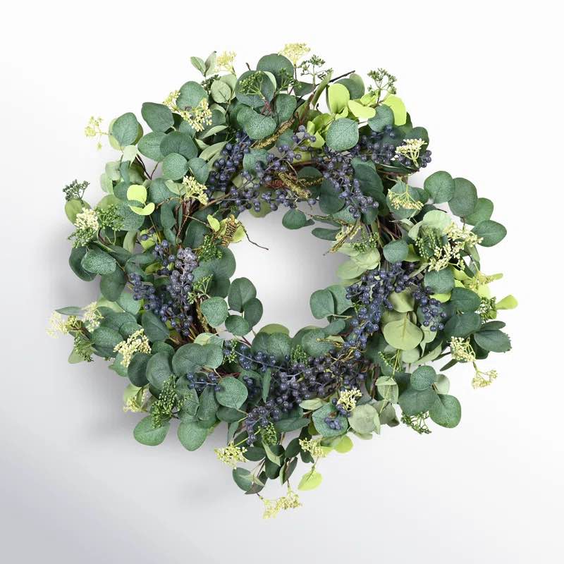 24” SPRING EUCALYPTUS BERRY FRONT DOOR WREATH