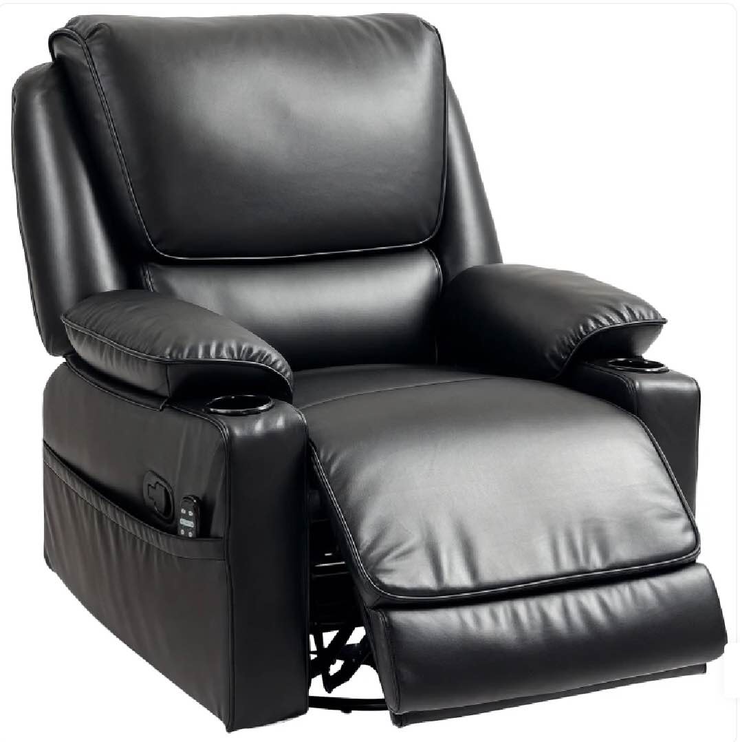*incomplete,box a only* homcom recliner massage armchair with heat oversized swivel rocker with footrest remote and side pockets black