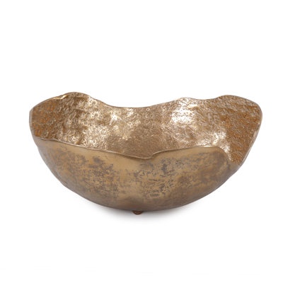 Antique Brass Bowl with Faux Stone Detail
