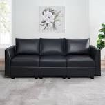 black 3 seat leather couch color black