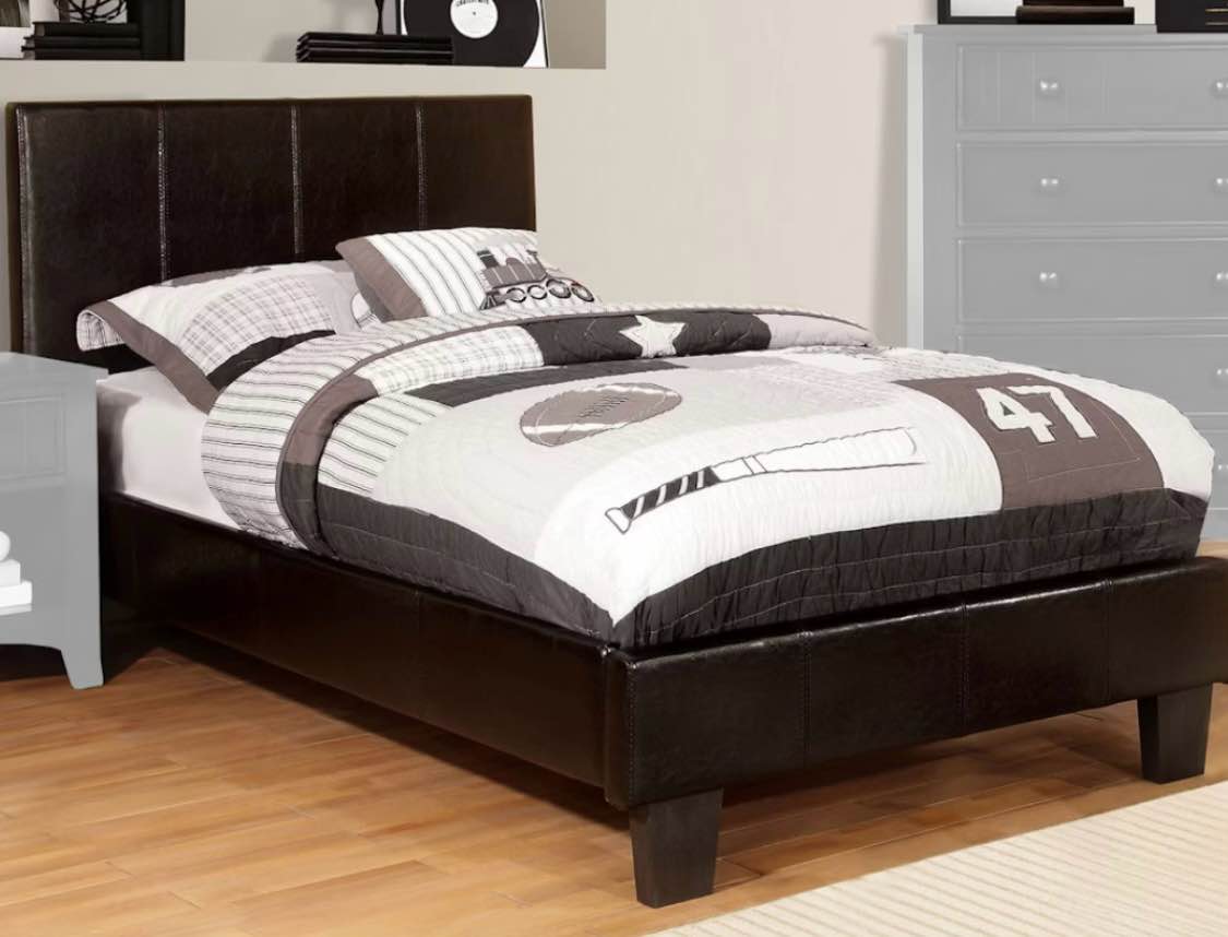 (INCOMPLETE)upholstered queen size bed footboard & rail